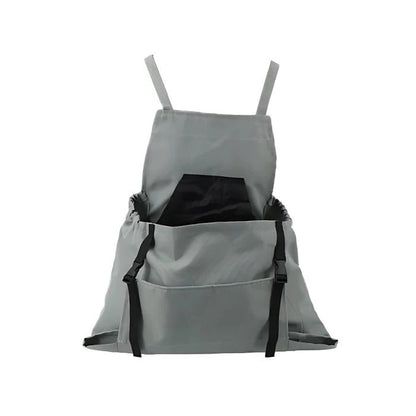 Belro durable harvesting apron with drop-release pouch for outdoor gardening, featuring adjustable straps and sturdy fabric.