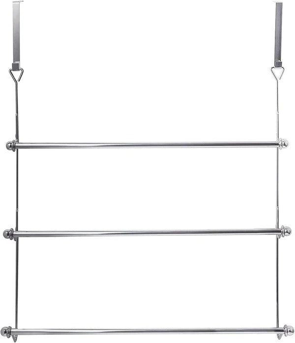 Belro over-the-door bathroom towel bar rack holder mounted on door, ideal for organizing towels in home and garden outdoor spaces.