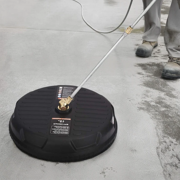Belro professional pressure washer surface cleaner attachment for outdoor cleaning, shown in use on a large concrete surface.