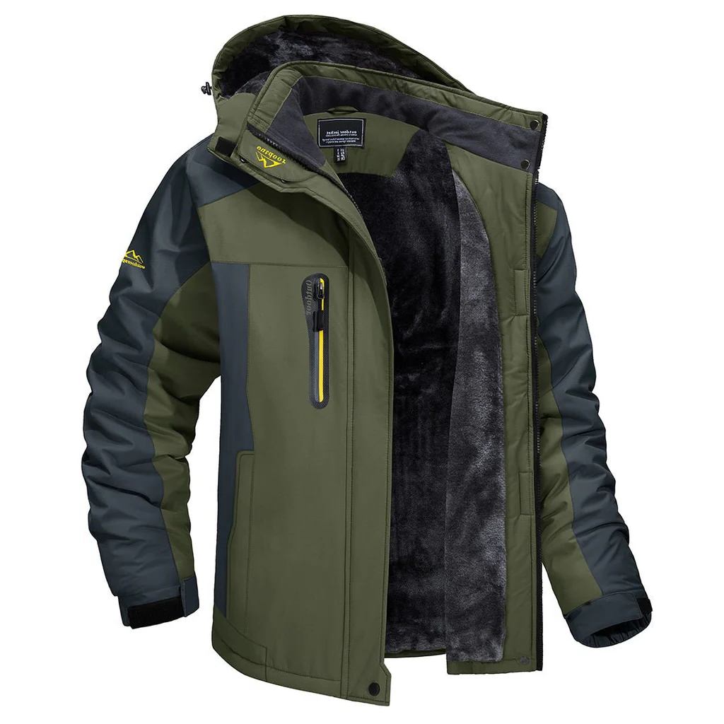Belro windproof outdoor jacket displayed on a hanger, lightweight and durable, suitable for outdoor activities and variable weather conditions.