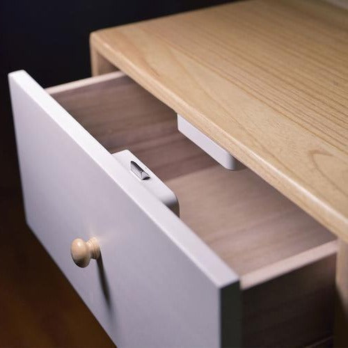 Belro Smart Drawer Cabinet Lock for baby and kids safety, shown on a wooden drawer with secure latch mechanism