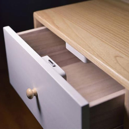 Belro Smart Drawer Cabinet Lock for baby and kids safety, shown on a wooden drawer with secure latch mechanism