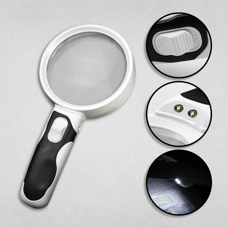 Belro LED lighted handheld magnifying glass with a clear lens for reading books and small print, ideal for office and stationery use