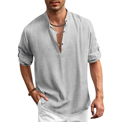 Men's stylish Belro shirt with a classic collar and button-down design, shown in a close-up view of the fabric and fit.