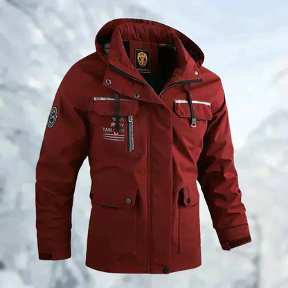 Men's Belro windproof and waterproof outdoor jacket with hood, designed for protection against rain and wind.
