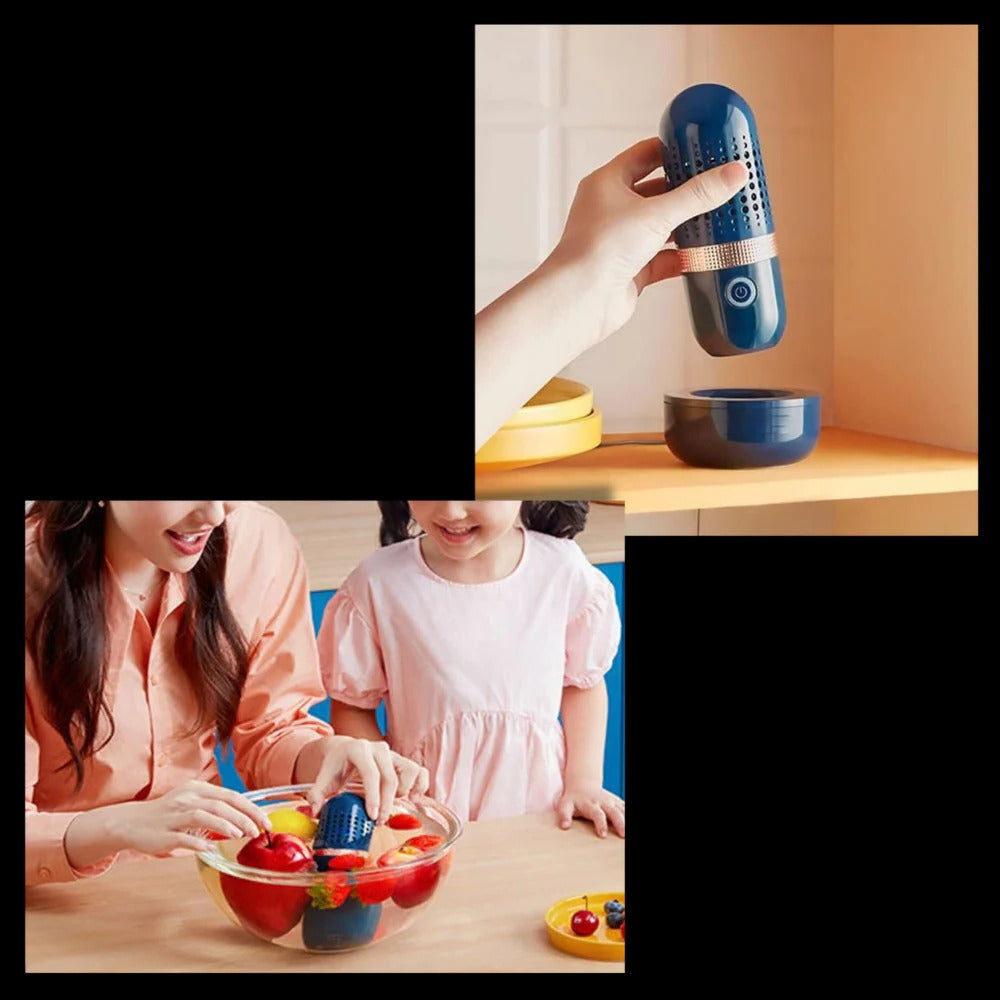 Belro wireless fruit and vegetable cleaning machine for home and outdoor use, with sleek design and user-friendly interface.