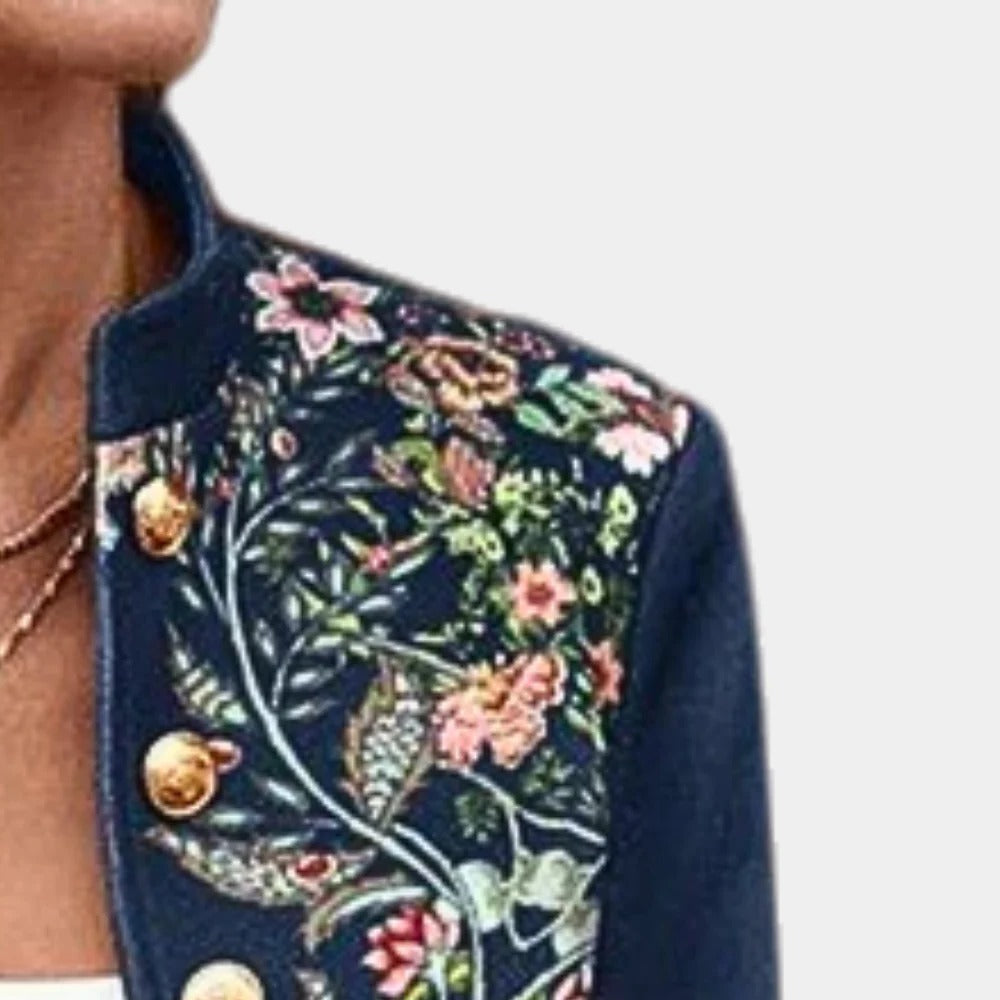 Women's floral blazer by Belro featuring a tailored fit and vibrant floral pattern, perfect for stylish casual or office wear.