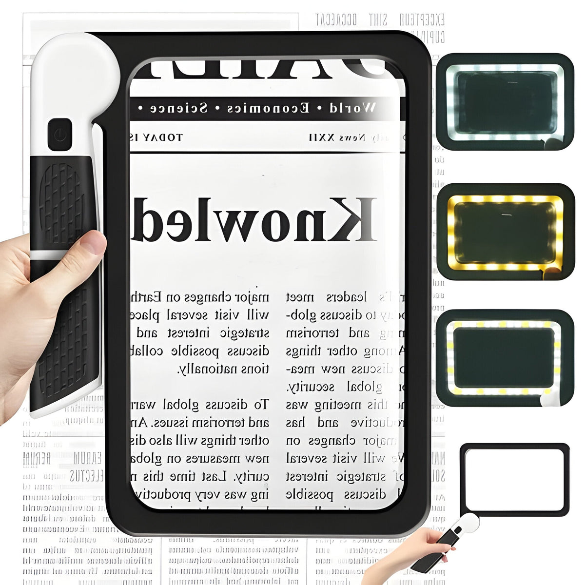 Belro foldable LED magnifying glass with built-in light, compact electronics magnifier for detailed close-up viewing.