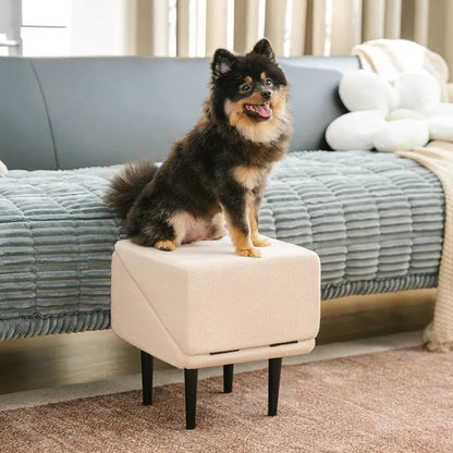 Belro 2-in-1 convertible dog ramp and step stool, versatile pet accessory with wooden finish and adjustable design.