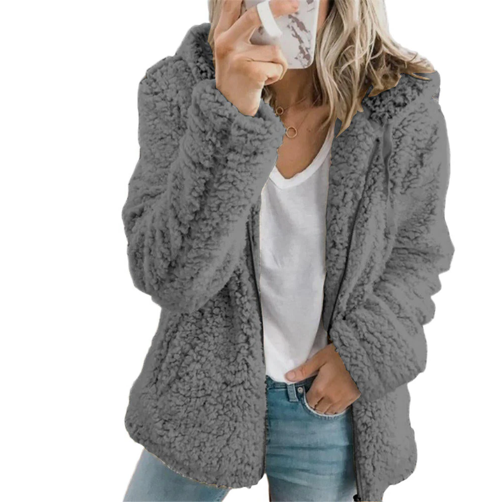 Belro men's teddy fur coat with soft fleece, zipper closure, and front pockets, showcasing a cozy, elegant winter clothing style.