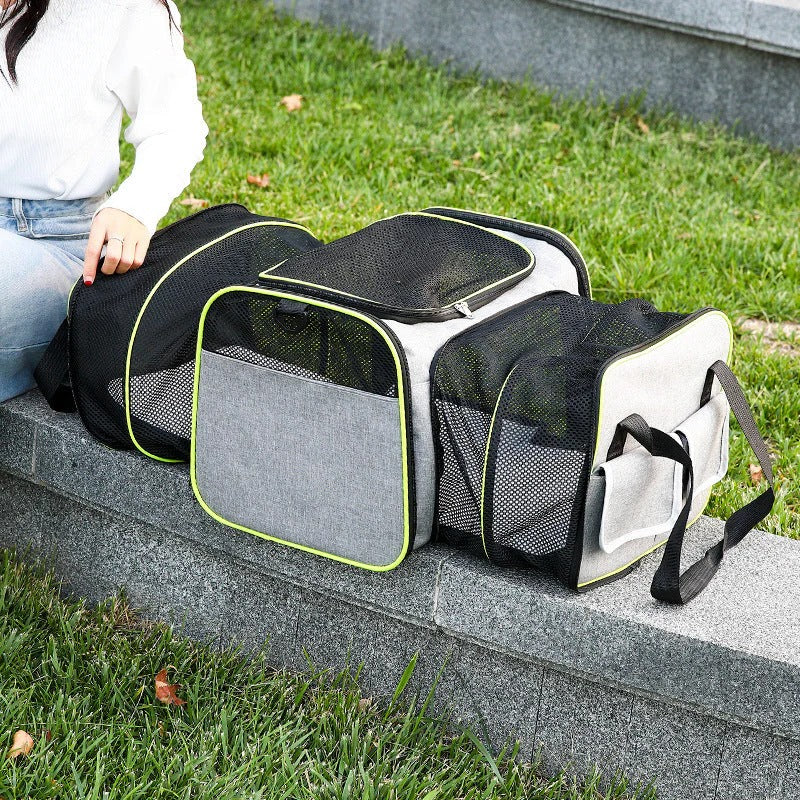 Belro foldable pet carrier bag designed for automotive use, featuring a lightweight, portable, and secure enclosure for pets.
