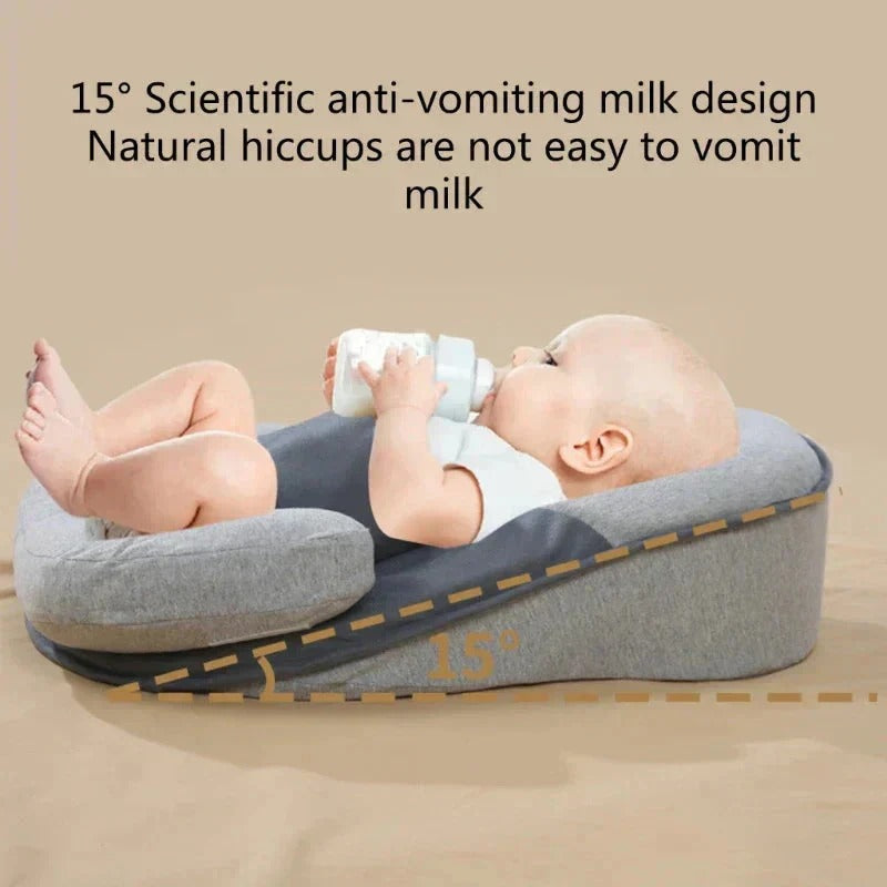 Belro anti-spit-up infant pillow designed for baby's comfort, with soft fabric and ergonomic shape for reflux support.