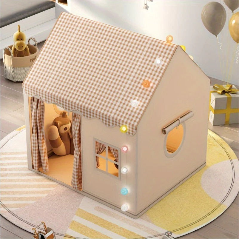 Children’s Playhouse Tent by Belro, bright colorful fabric with mesh windows and door, designed for kids' indoor and outdoor play.