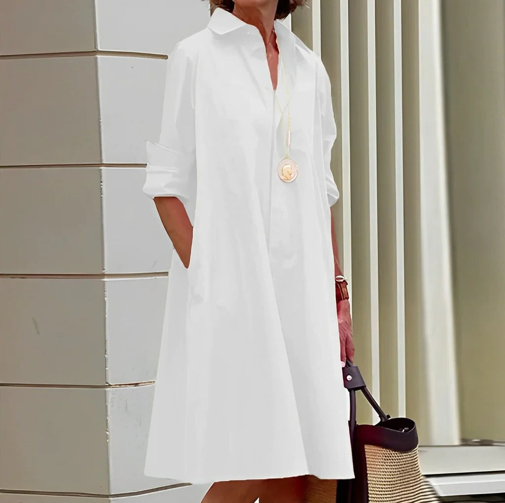 Belro stylish polo dress for women, featuring a classic collar and short sleeves, shown on a model.