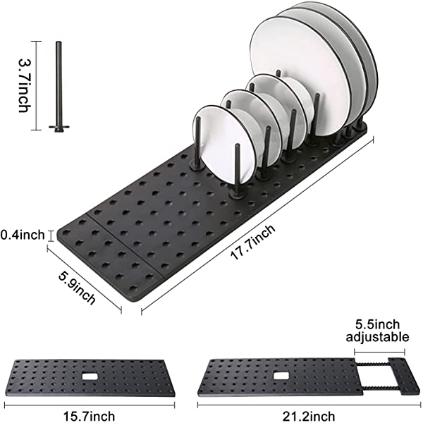 Belro Easy Adjustable Drain Rack for kitchen, with multiple tiers and adjustable arms for drying dishes and utensils.