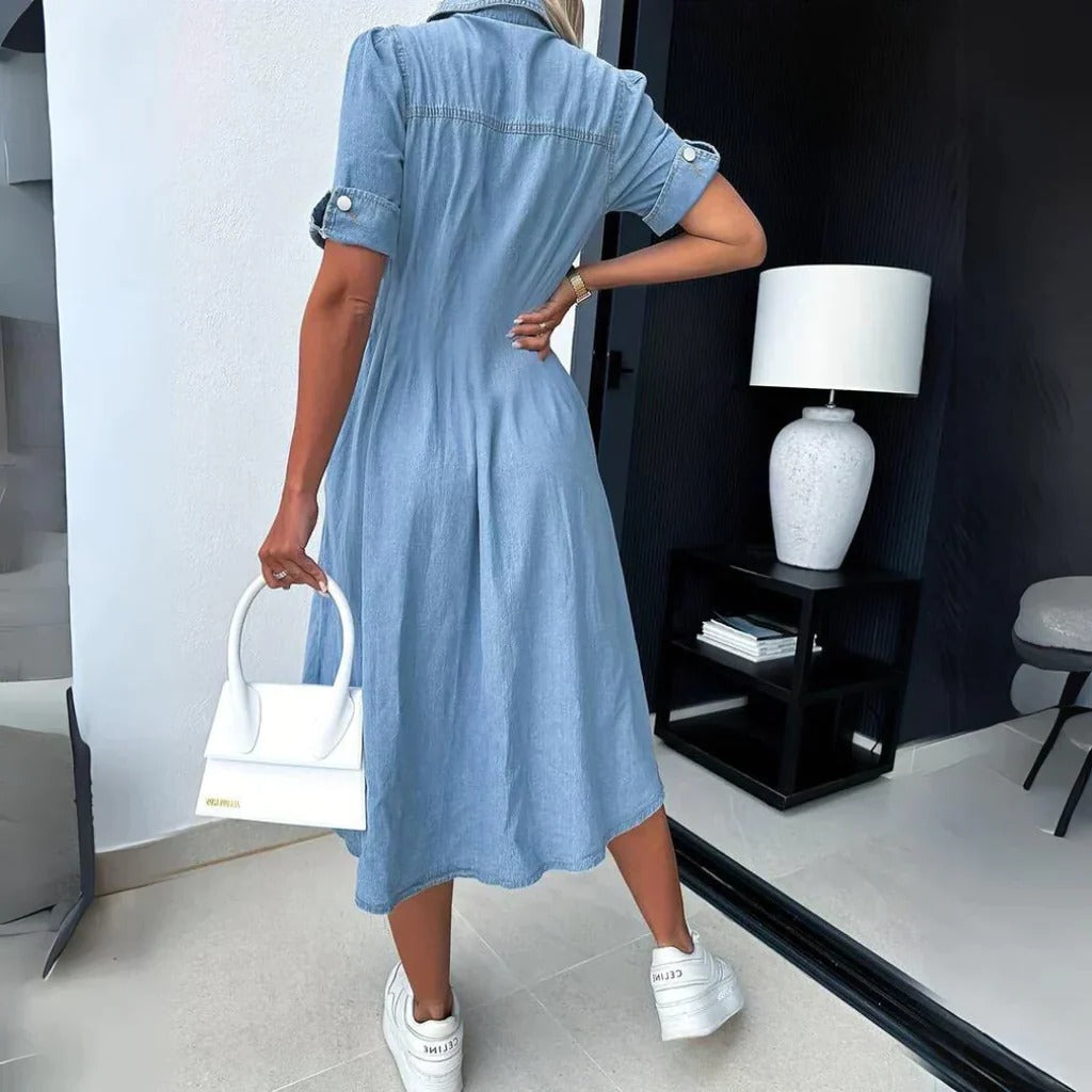 Belro trendy denim dress featuring a stylish fit and classic design, perfect for casual or chic outfits.