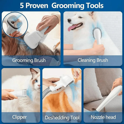 Belro low-noise dog grooming vacuum with pet hair clippers and brush kit, large 77.7oz capacity for efficient pet grooming.