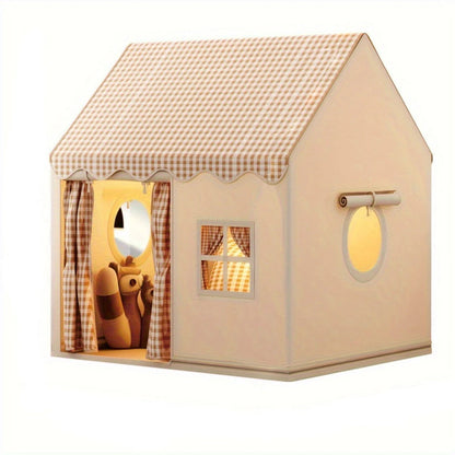 Children’s playhouse tent by Belro, colorful fabric with windows and door, designed for kids' outdoor play and imaginative fun.