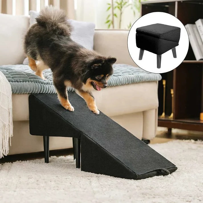 Belro 2-in-1 convertible dog ramp and step stool, designed for easy pet access and support in a compact, foldable audio amplifier setting.