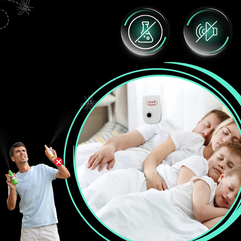 Belro ultrasonic pest repeller for outdoor use, energy-efficient device for home and garden pest control.