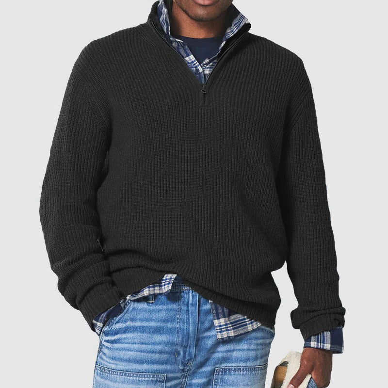 Belro business casual pullover with zipper, designed for automotive professionals, shown in a front view with a sleek, tailored fit.