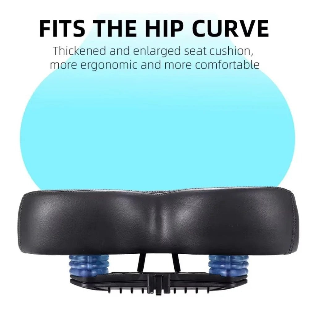 Belro wide bike saddle designed for outdoor use, featuring a comfortable, ergonomic shape for improved riding comfort.