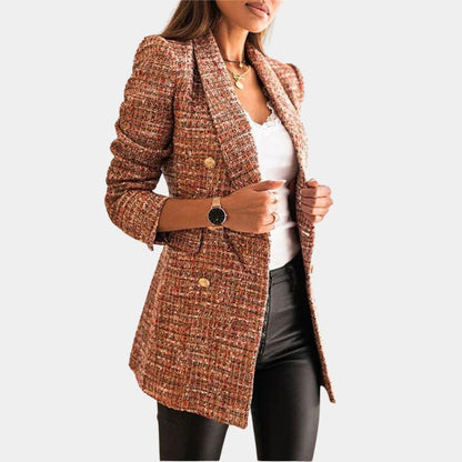 Belro women's blazer paired with stylish pants, showing a tailored fit and classic design in a professional clothing ensemble.