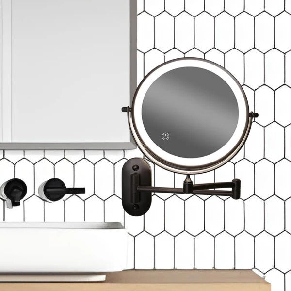 Belro rechargeable LED magnifying mirror with built-in light, compact makeup mirror for detailed beauty grooming and skincare.