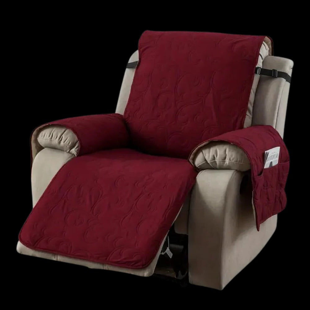Belro waterproof recliner slipcover in a cozy home setting, protecting the recliner with durable, stain-resistant fabric.