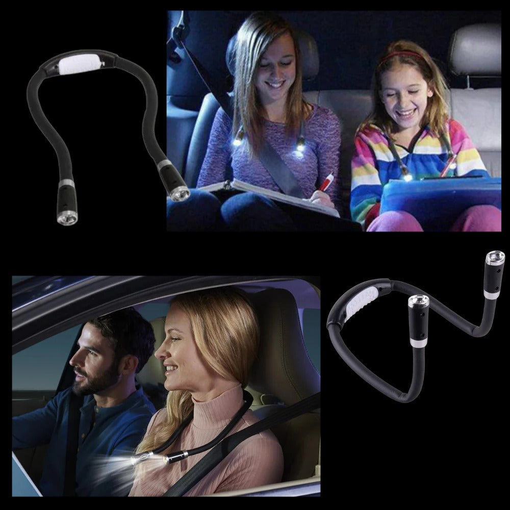 Belro LED neck reading lamp for office and stationery, showcasing adjustable light and comfortable wearable design
