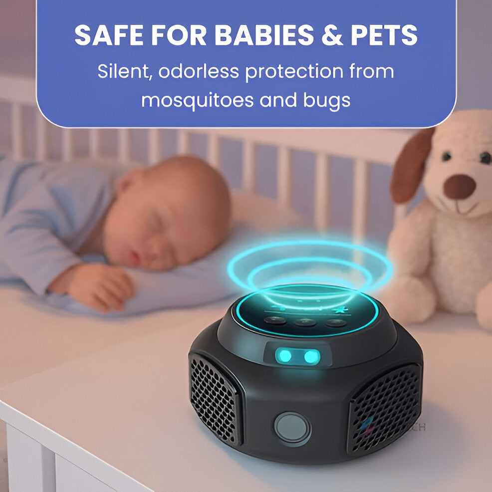 Belro Ultrasonic Spider Repeller in outdoor garden setting, designed for pest control with a compact, weather-resistant design.