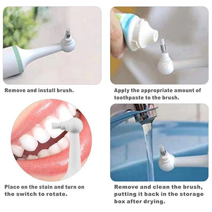 Belro plaque remover device for teeth and gums, showing a sleek electronic dental cleaning tool in use.