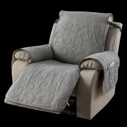 Belro waterproof recliner slipcover in beige protecting a home recliner from spills, with a soft fabric texture and snug fit.