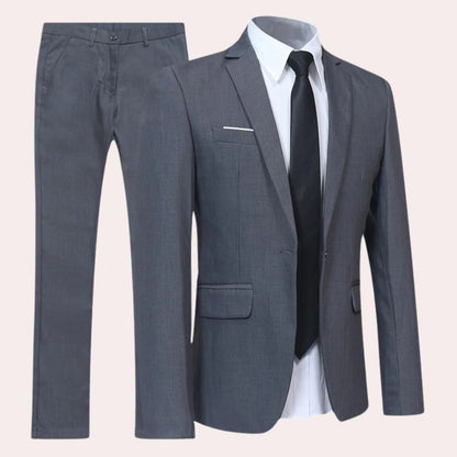 Men's Belro suit jacket in classic navy, tailored fit with lapel and button details, suitable for formal or business wear.
