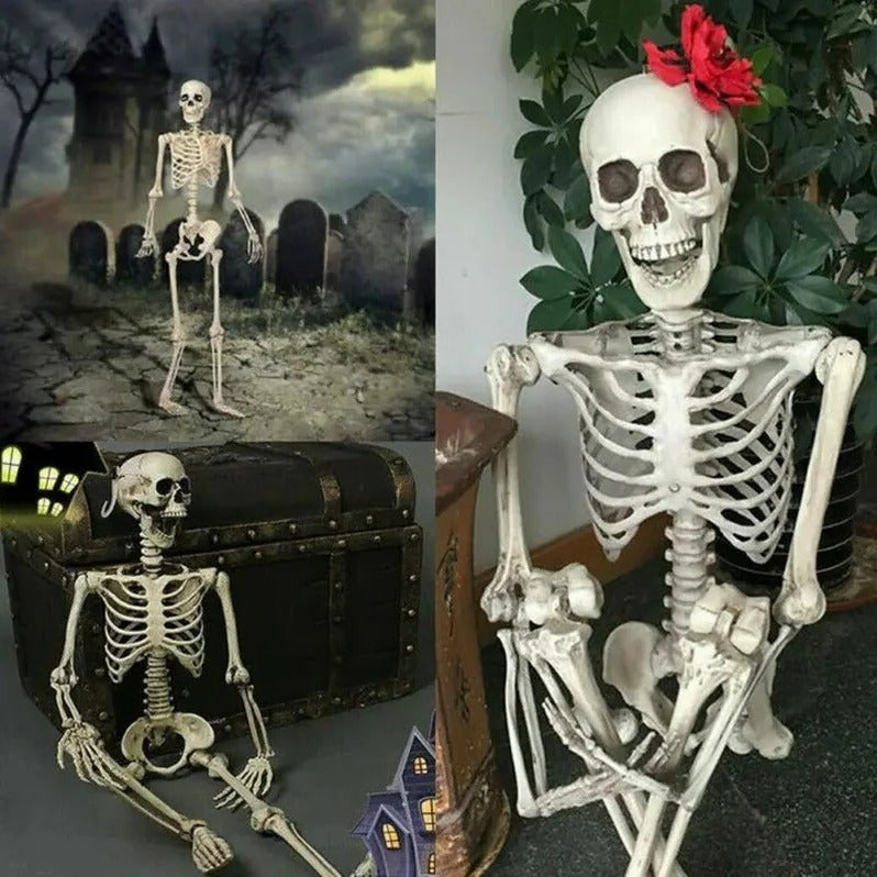 Belro poseable skeleton decoration for Halloween, featuring a creepy, flexible skeleton figure ideal for home and garden spooky decor.