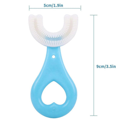 Belro toddler's U-shape toothbrush designed for gentle oral cleaning, features soft bristles ideal for young children's teeth.