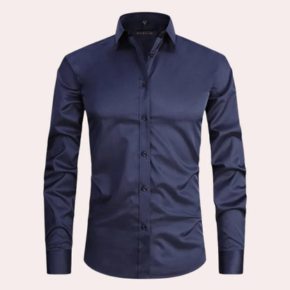 Men's Belro stretch shirt in a classic design, featuring a comfortable fit and soft fabric, displayed on a hanger.
