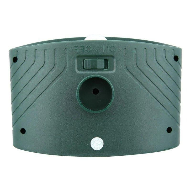 Belro solar-powered ultrasonic animal repellent device for outdoor pest control in garden or yard.