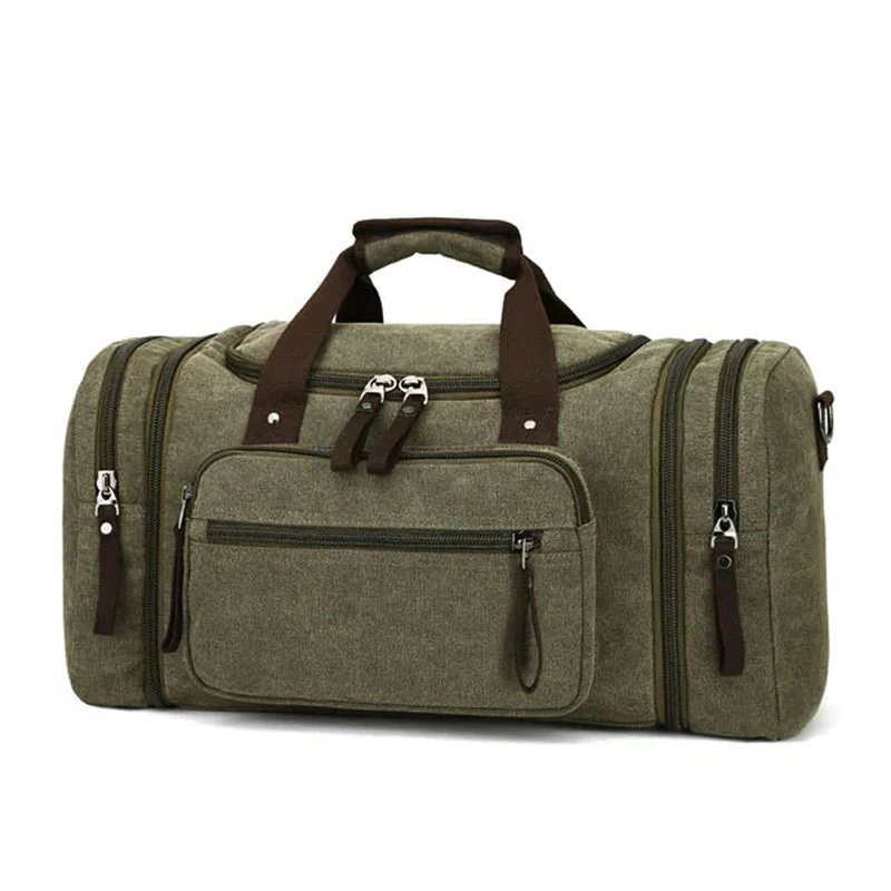 Large Belro canvas travel bag with sturdy handles and spacious main compartment, ideal for duffel bag travel or weekend trips.