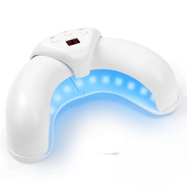 Belro Nail Laser Fungus Device used on toenails, showcasing the sleek health and beauty treatment tool for fungal nail infection.