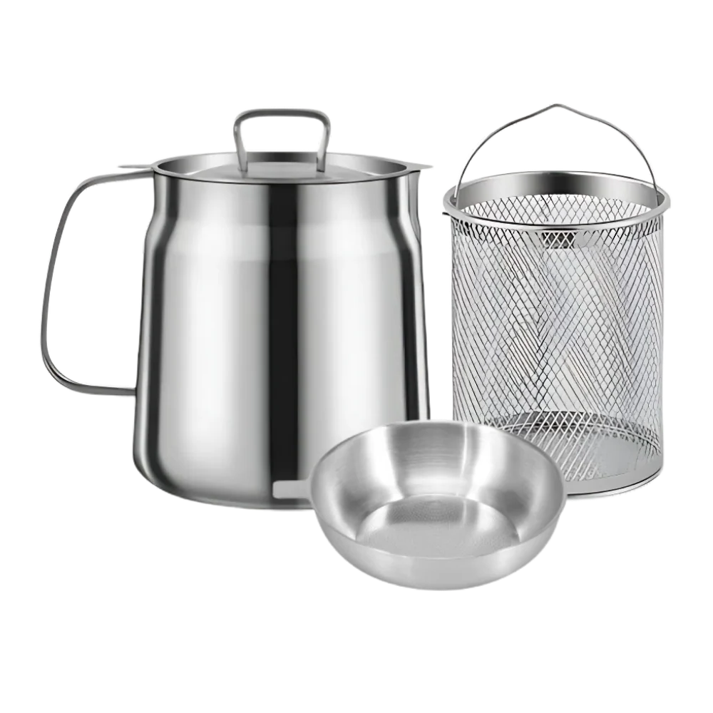 Belro 2-in-1 stainless steel deep frying pot for home kitchen, featuring a sturdy handle and deep cooking capacity.