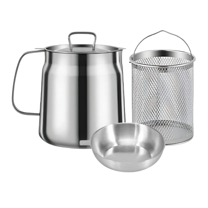 Belro 2-in-1 stainless steel deep frying pot for home kitchen, featuring a sturdy handle and deep cooking capacity.
