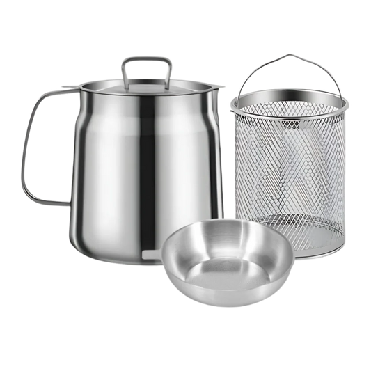 Belro 2-in-1 stainless steel deep frying pot for home kitchen, featuring a sturdy handle and deep cooking capacity.