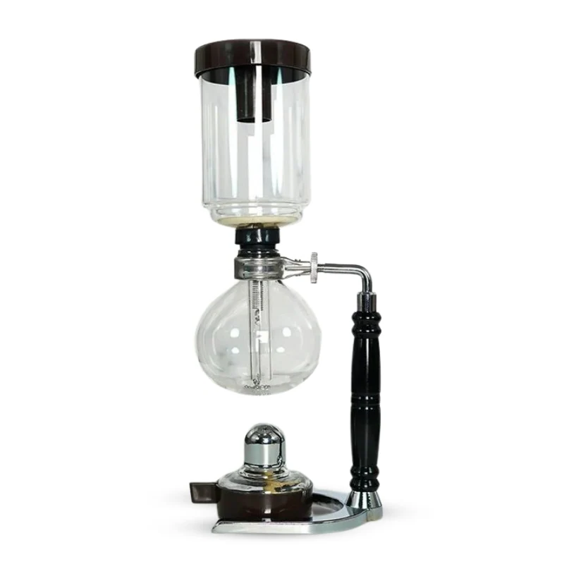 Belro Japanese Syphon Coffee Maker with glass and metal components for brewing coffee, featured in a home kitchen setting.