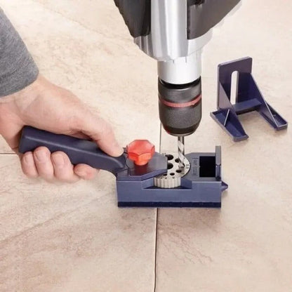 Belro dowel drill guide for precise woodworking, featuring adjustable metal guide with screw clamps for accurate drilling.