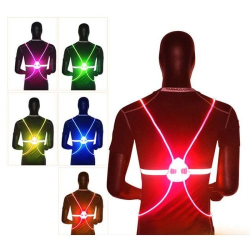 Belro 360 Reflective LED Flash Night Vest for men, showcasing the illuminated reflective material and adjustable fit.