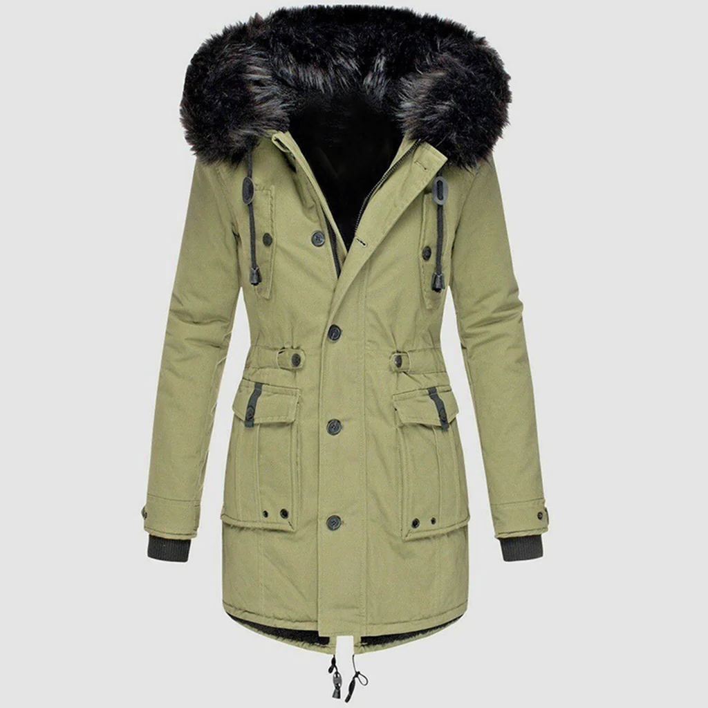 Belro warm fashion coat worn by a model, featuring a stylish design, high collar, and cozy winter fabric.