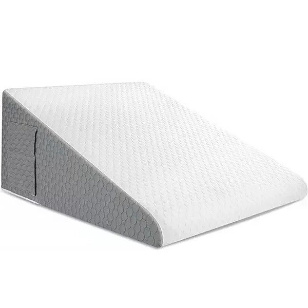 Belro triangle memory foam wedge pillow for sleeping, showing its ergonomic design and soft, supportive surface.