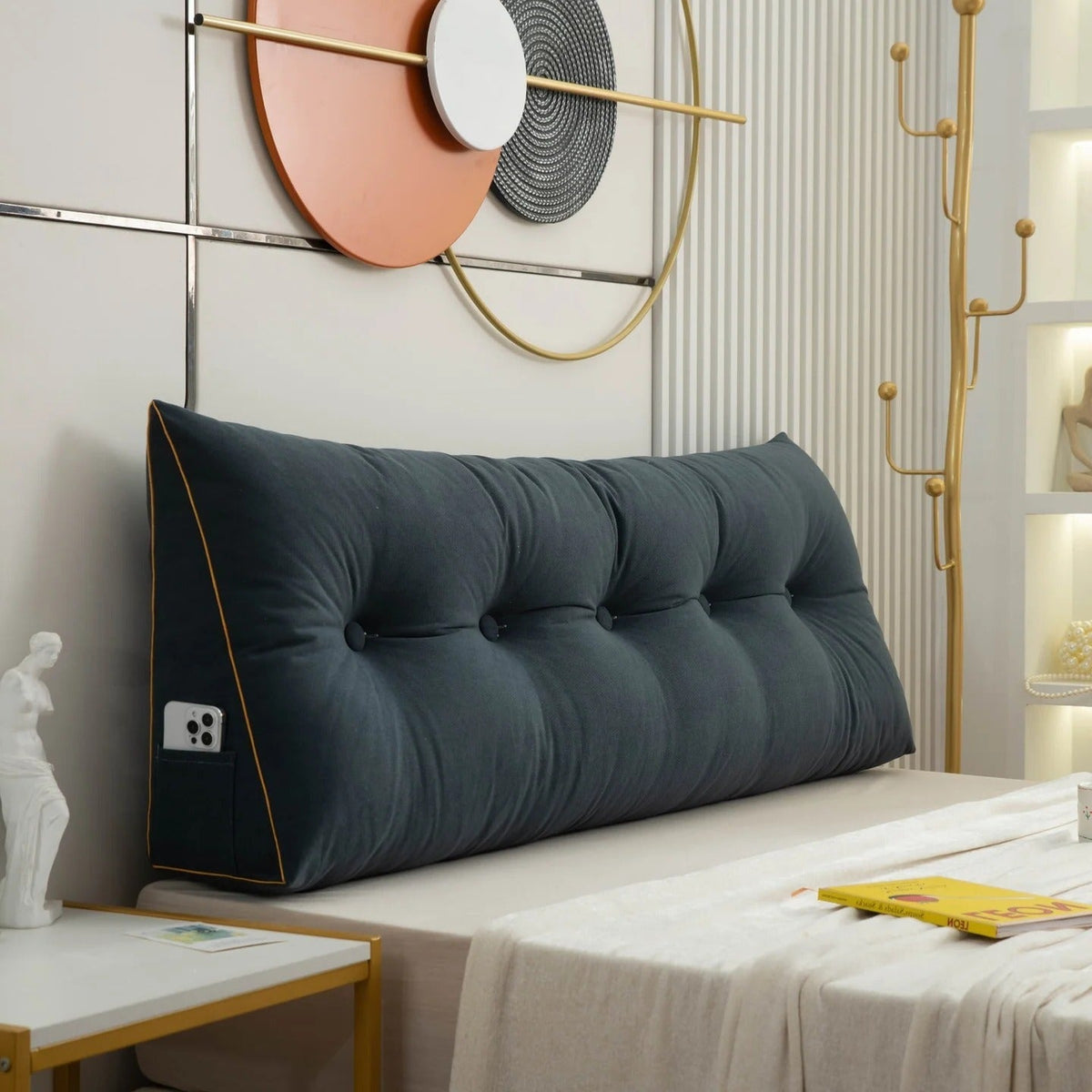Belro Luxury Chic Wedge Pillow designed for back support, showing a plush, ergonomic cushion with a supportive incline.