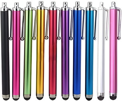 Set of 10 Belro universal touch screen styluses with soft rubber tips for smartphones and tablets, ideal for precise navigation and drawing.